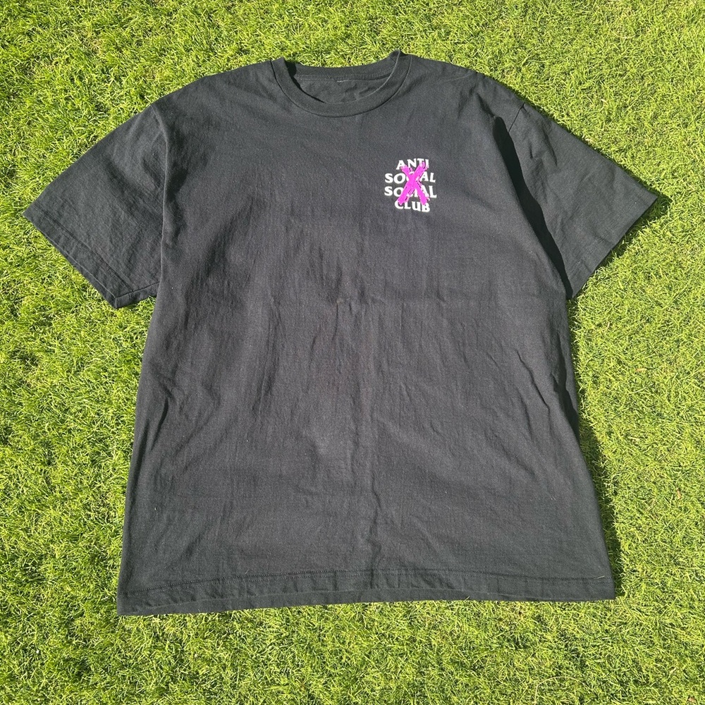Anti Social Social Club Black Tee with Pink and White Logo